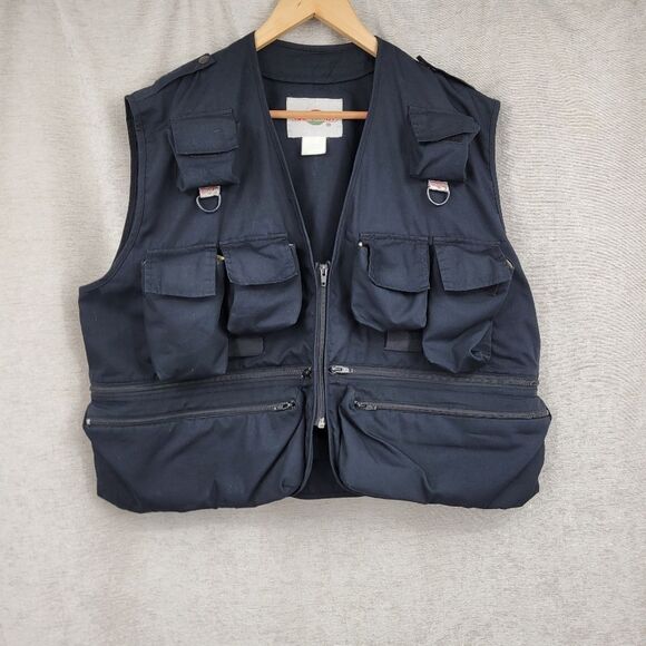 Bazooby Men's Navy Blue Tactical Hunting Fishing Hiking Vest Vintage - Picture 1 of 14